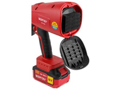 вид модели краскопульт аккумуляторный wortex cps 1810 в кор. all1 xlt set 18в, 1 акк., 4 ач, 700 мл/мин, 1 л б (18 в, 1 акк., 4 ач, зу, 700 мл/мин, 1 л бак, 2.6 мм сопло, 50 din)